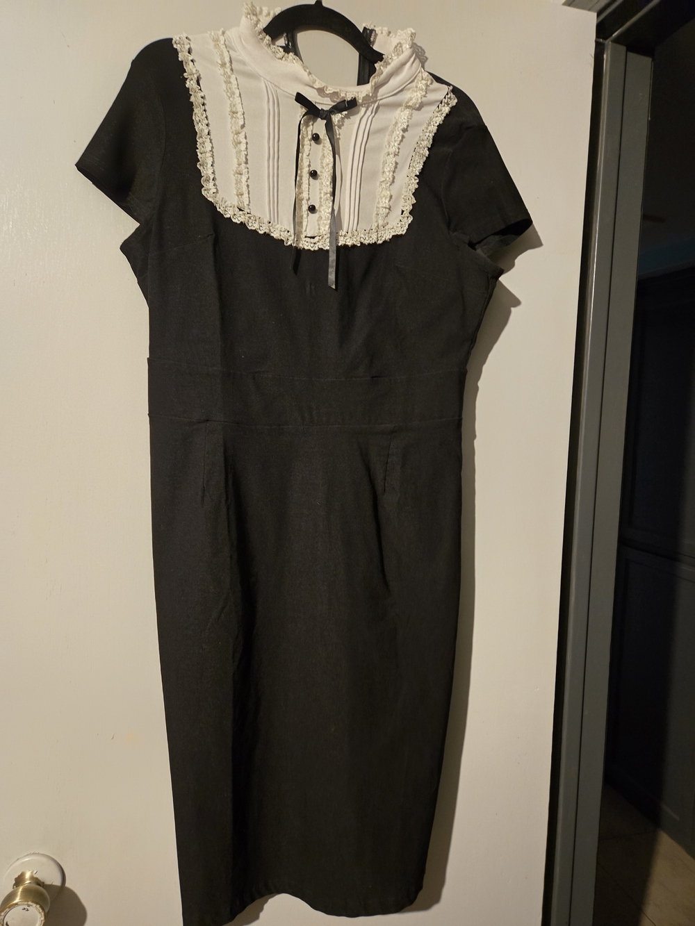 Killstar Black Midi Dress with White Lace Bib